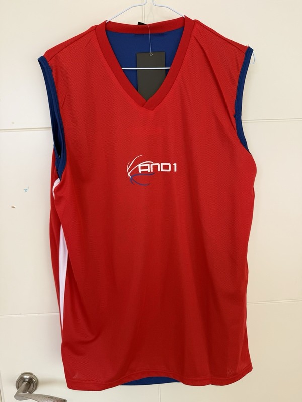 BNWT !VINTAGE AND1 1 REVERSIBLE BASKETBALL JERSEY M BLUE RED STREETBALL TANK TOP gallery