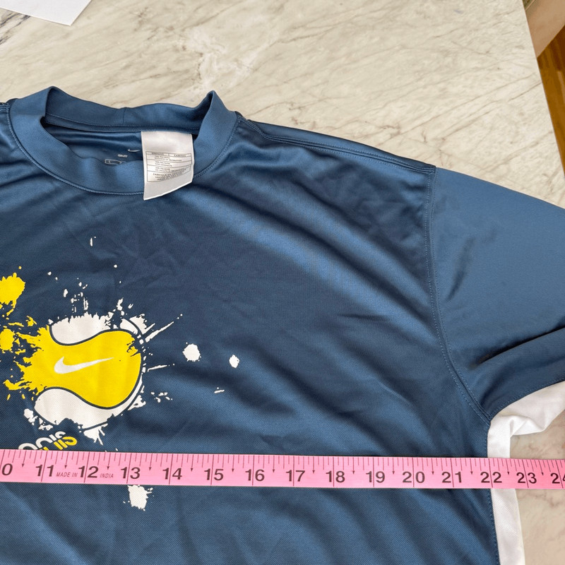 Nike teal Y2K tennis shirt white and yellow tennis ball splash graphic size L gallery