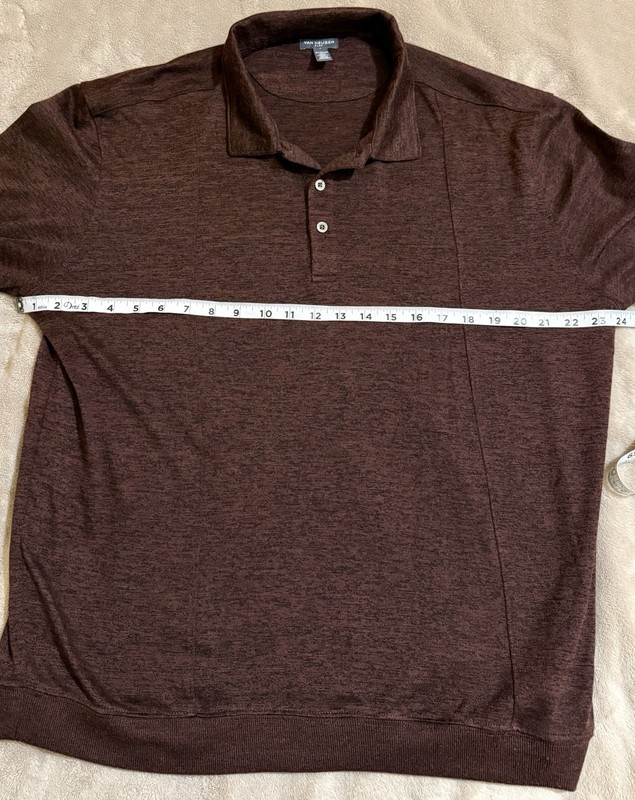Van Heusen Men's Flex Polo Size XL Pull Over Classic Button Dark Red Burgundy gallery