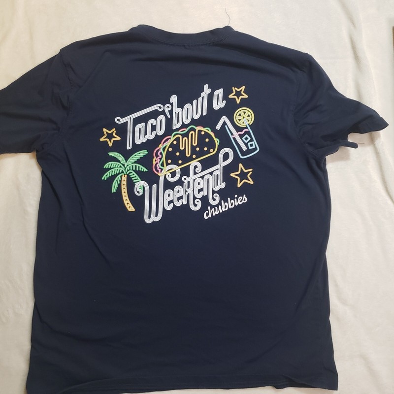 CHUBBIES The Taco Bout It Classic Graphic Pocket T Shirt Mens Size Med Navy Blue gallery
