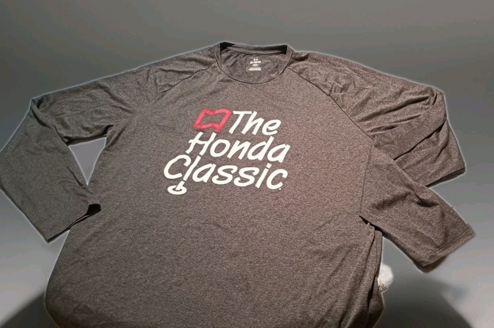 Under Armour Golf Shirt Long Sleeve Honda CLassic Logo unisex Dk Grey. XL