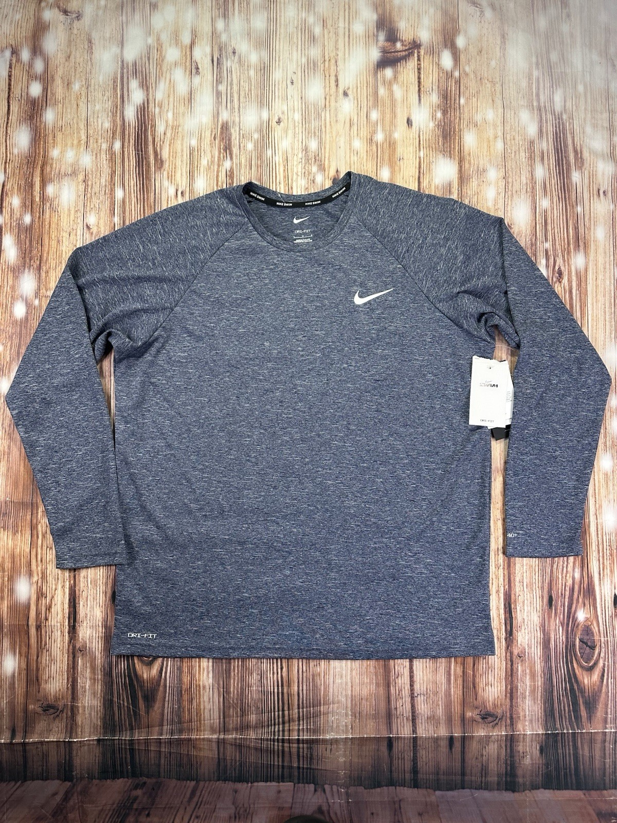 Nike Swim Dri Fit Long Sleeve Shirt UPF 40+ Blue Gray Men's Large NESSA590-440 gallery