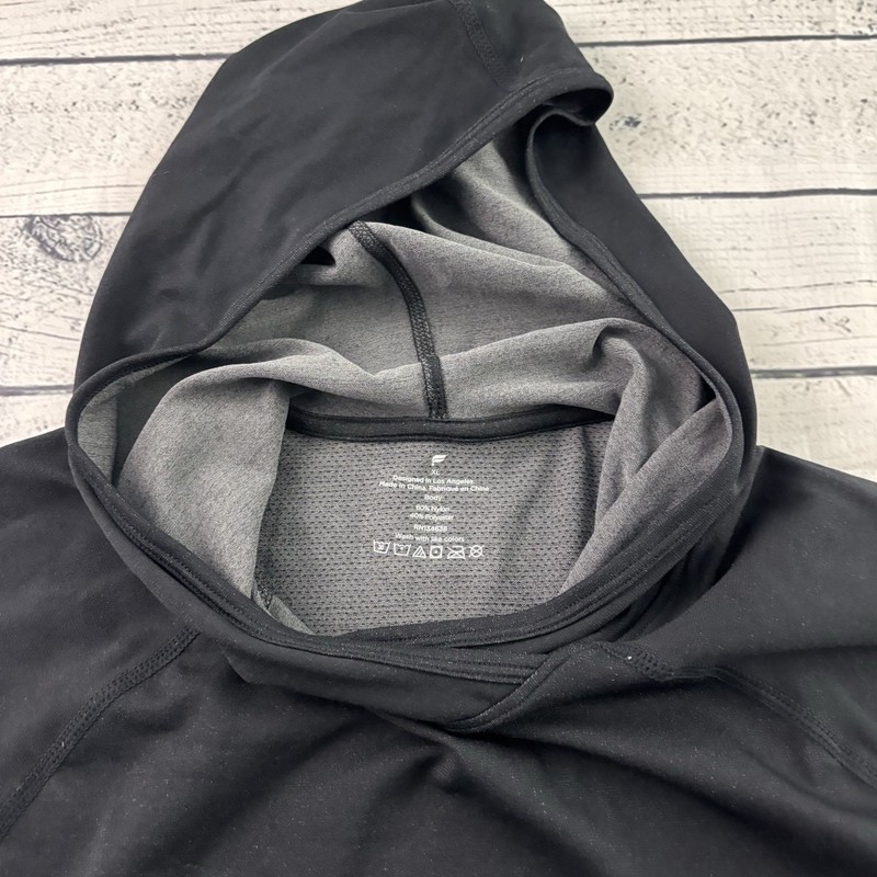 Fabletics Long Sleeve Nylon Poly Hooded Athletic T Shirt Men's XL Black gallery