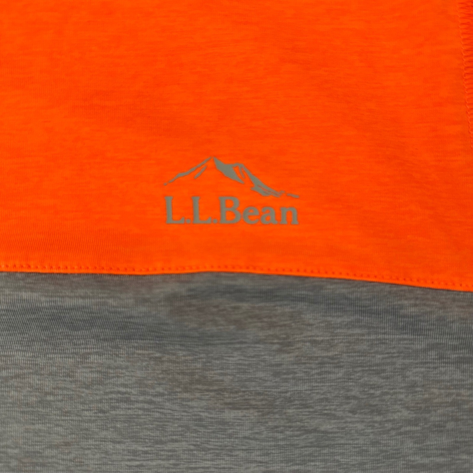 LL Bean Mens M Gorpcore Performance Long Sleeve Crew Neck Shirt Orange Gray gallery
