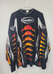 Sondico Padded Arm Black with Red Orange flame Jersey Shirt Men’s XL