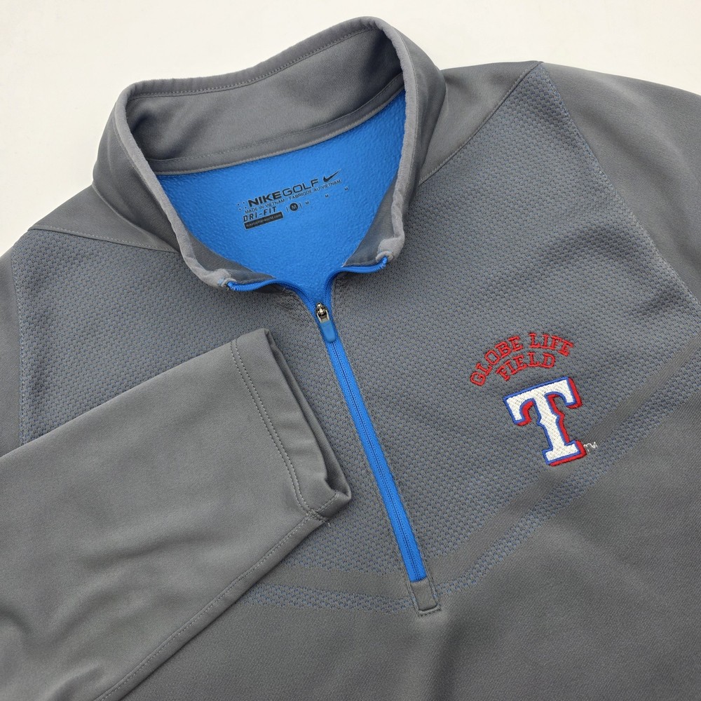 Nike Golf Therma-FIT Hypervis 1/4 Zip Gray Men M Texas Rangers Globe Life Field