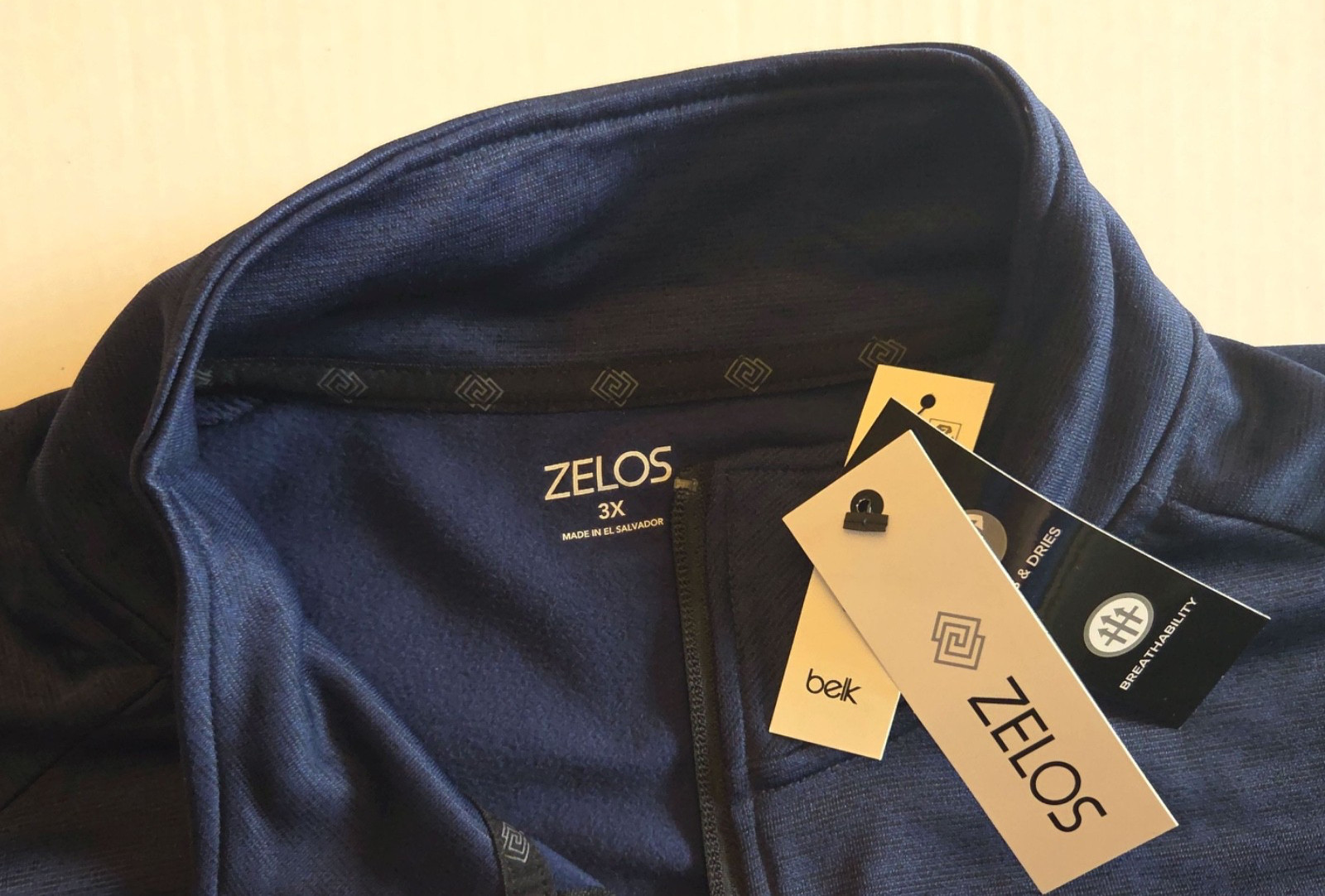 Zelos Mens Performance Quarter Zip Pullover Long Sleeve Navy Blue 3XL Big Tall gallery