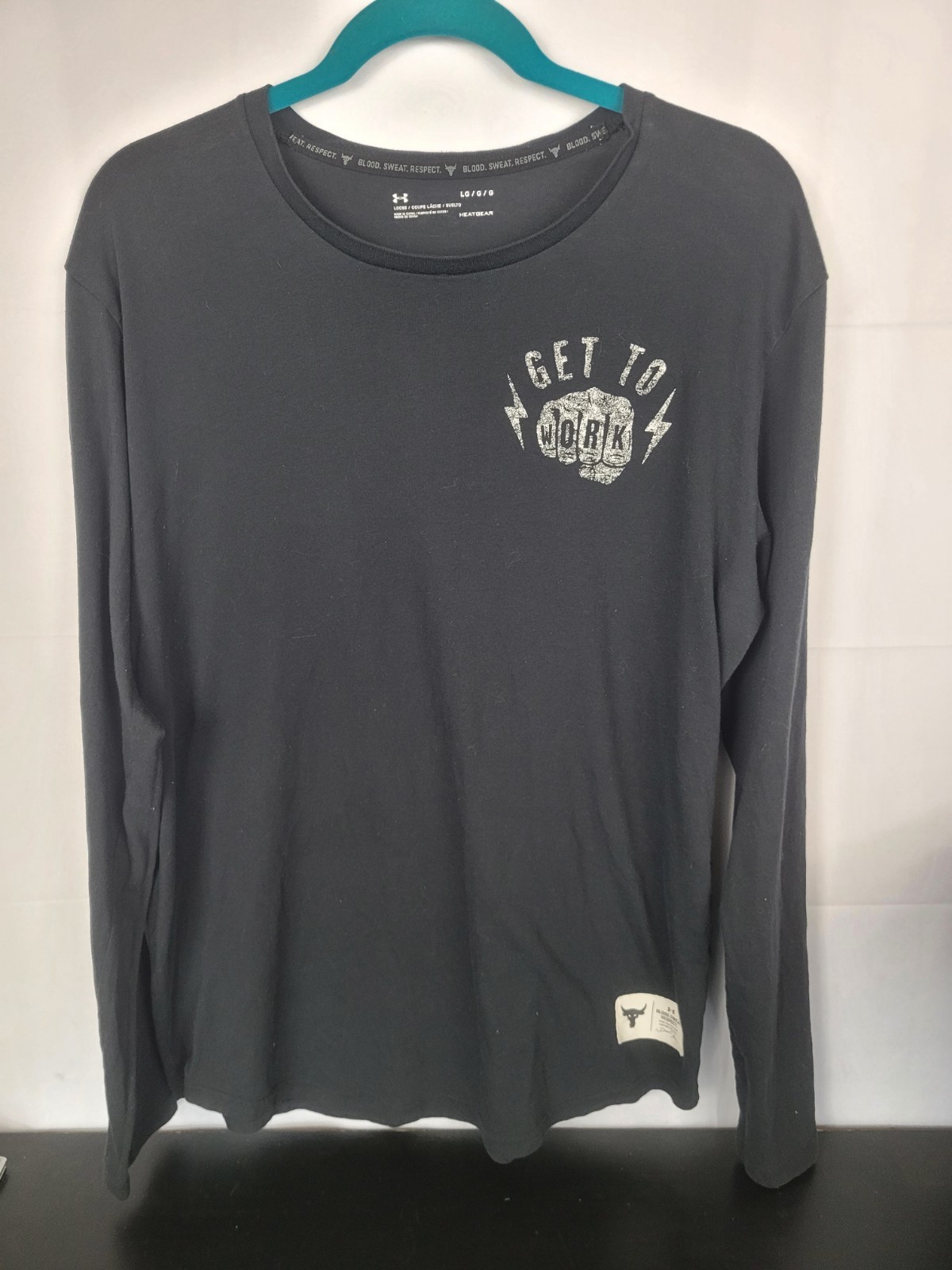 Under Armour Blood Sweat Respect Get To Work Longsleeve Shirt Mens Large Black gallery