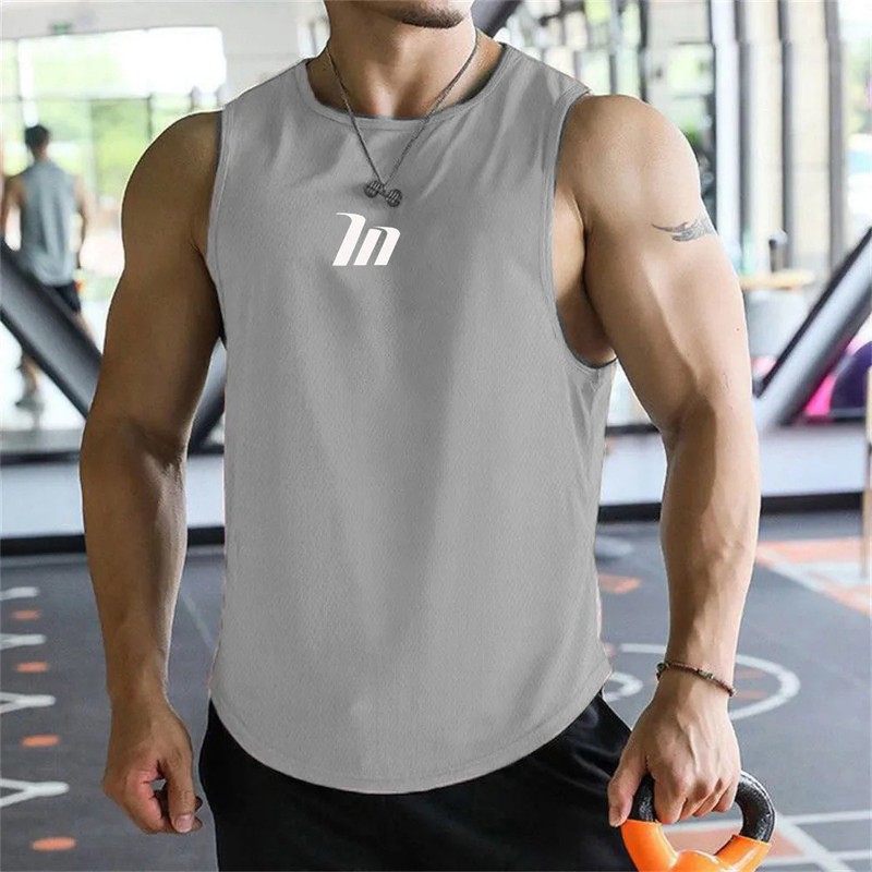 IN Vests Sportswear Fitness Man Gyms Clothing Singlets Gym Shirt Tank Top Vest M gallery