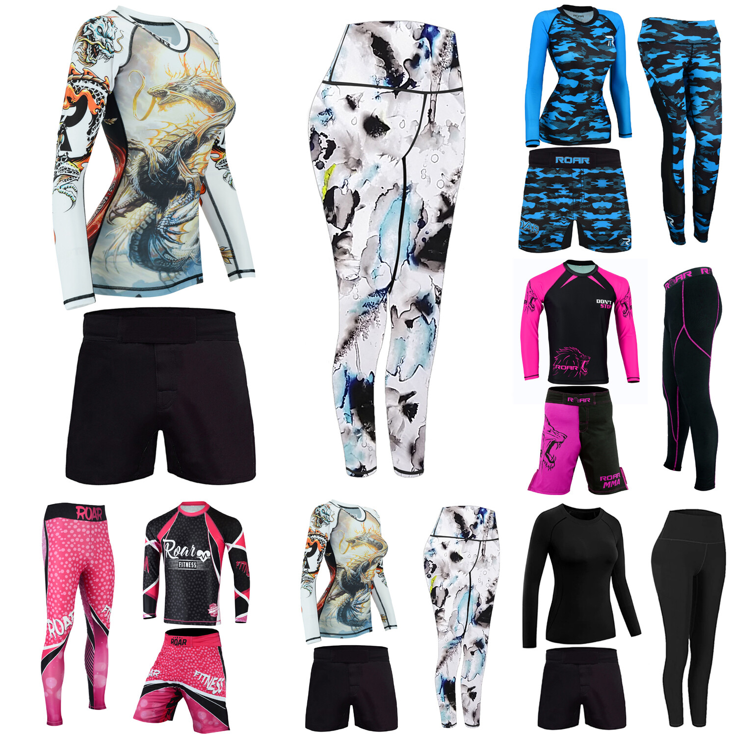 Koyes Ladies Fight Wear MMA Long Sleeve Rash Guard MMA Shorts and BJJ Leggings gallery