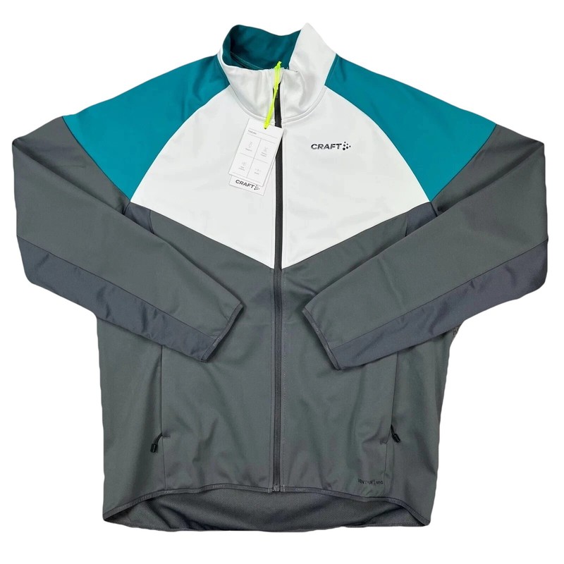 Craft Glide Jacket Men’s XXL White Gray Green Waterproof Windproof Full Zip gallery