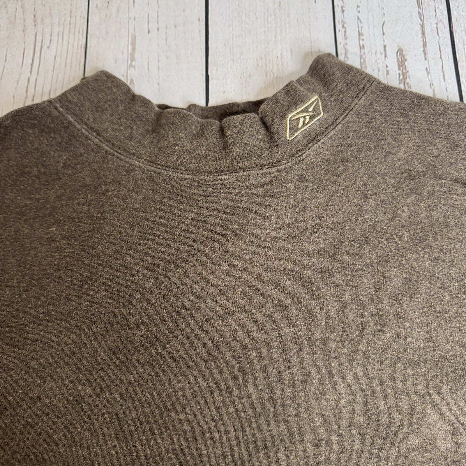 Vintage Y2K Reebok Embroidered Logo Long Sleeve Turtleneck Shirt Mens XL Brown gallery