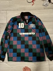 Vintage 90s Umbro Checkered Long Sleeve Soccer Jersey Polo Shirt Mens XL Teal#10