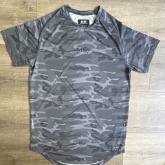 ASRV Silver-Lite Gray Camo Stretch Raglan Crew Neck Gym T-Shirt Men’s M