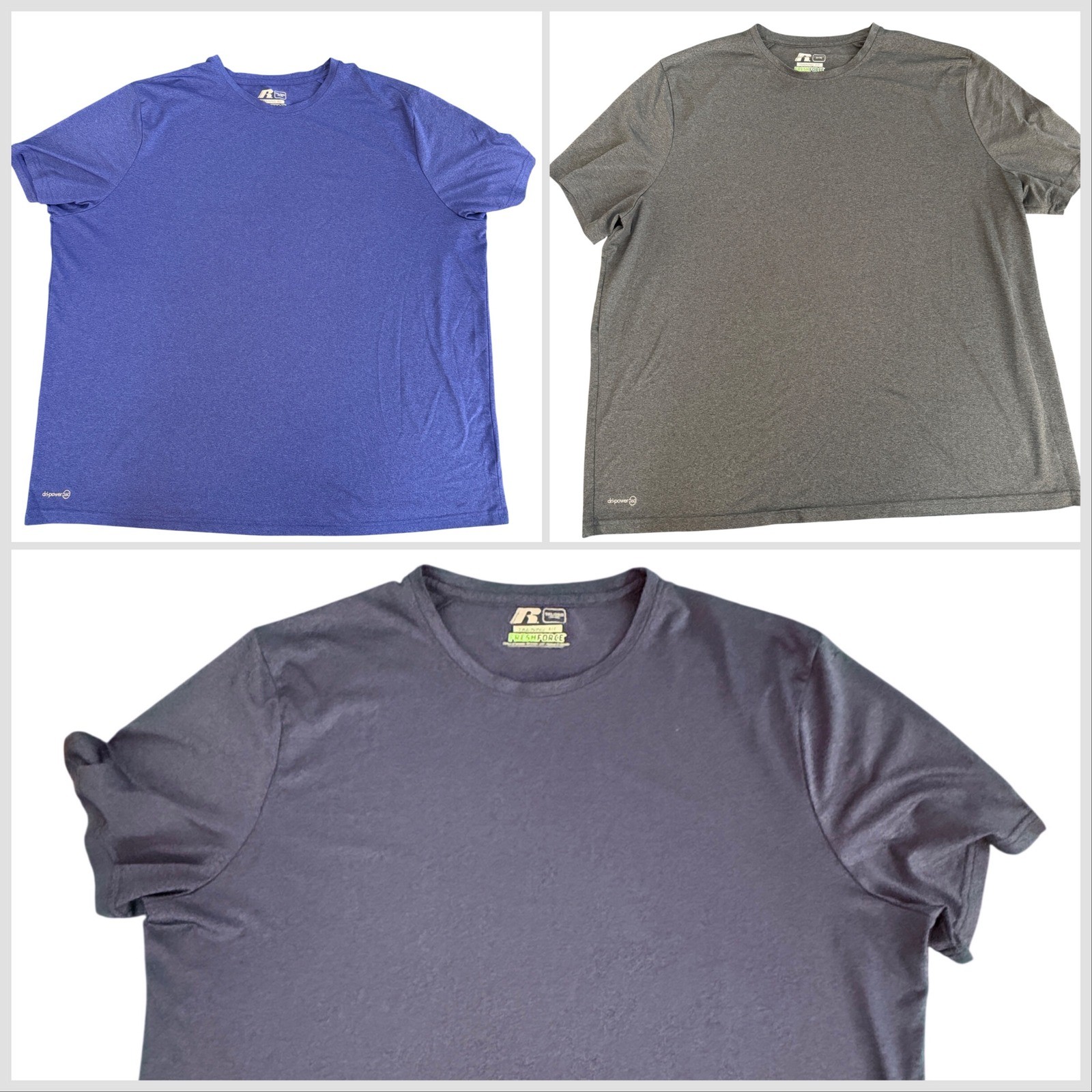 Russell Athletic Dri Power 360 Training Fit T Shirts 3XL 3XG Blue Gray Pack gallery