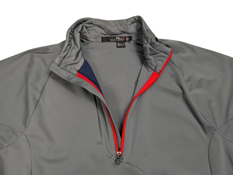 Ralph Lauren RLX Golf 1/2 Zip Windshirt Men Large Short Sleeve Zip Pockets Gray gallery