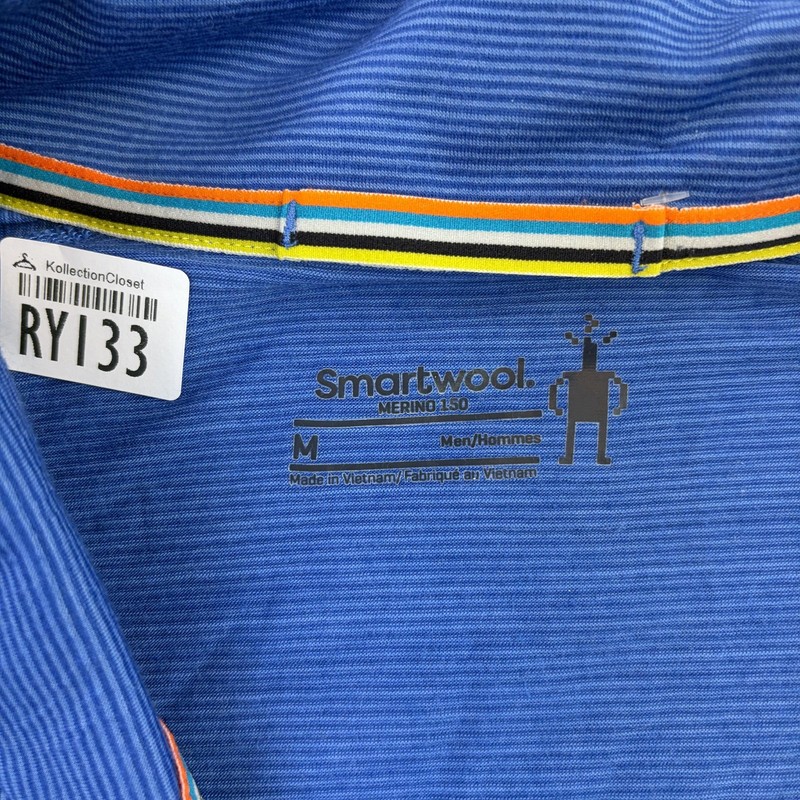 Smartwool Merino 150 Pullover Mens Medium Blue 1/4 Zip Long Sleeve Hiking Adult gallery