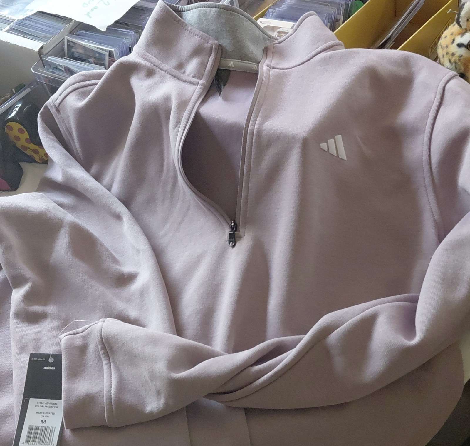 adidas Elevated 1/4 Zip Pullover Mock Neck Long Sleeve Prelov Fig M gallery