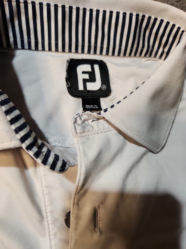 FJ FootJoy Norbeck CC 1954 Logo White Golf Lightweight Polo Shirt Mens Medium gallery