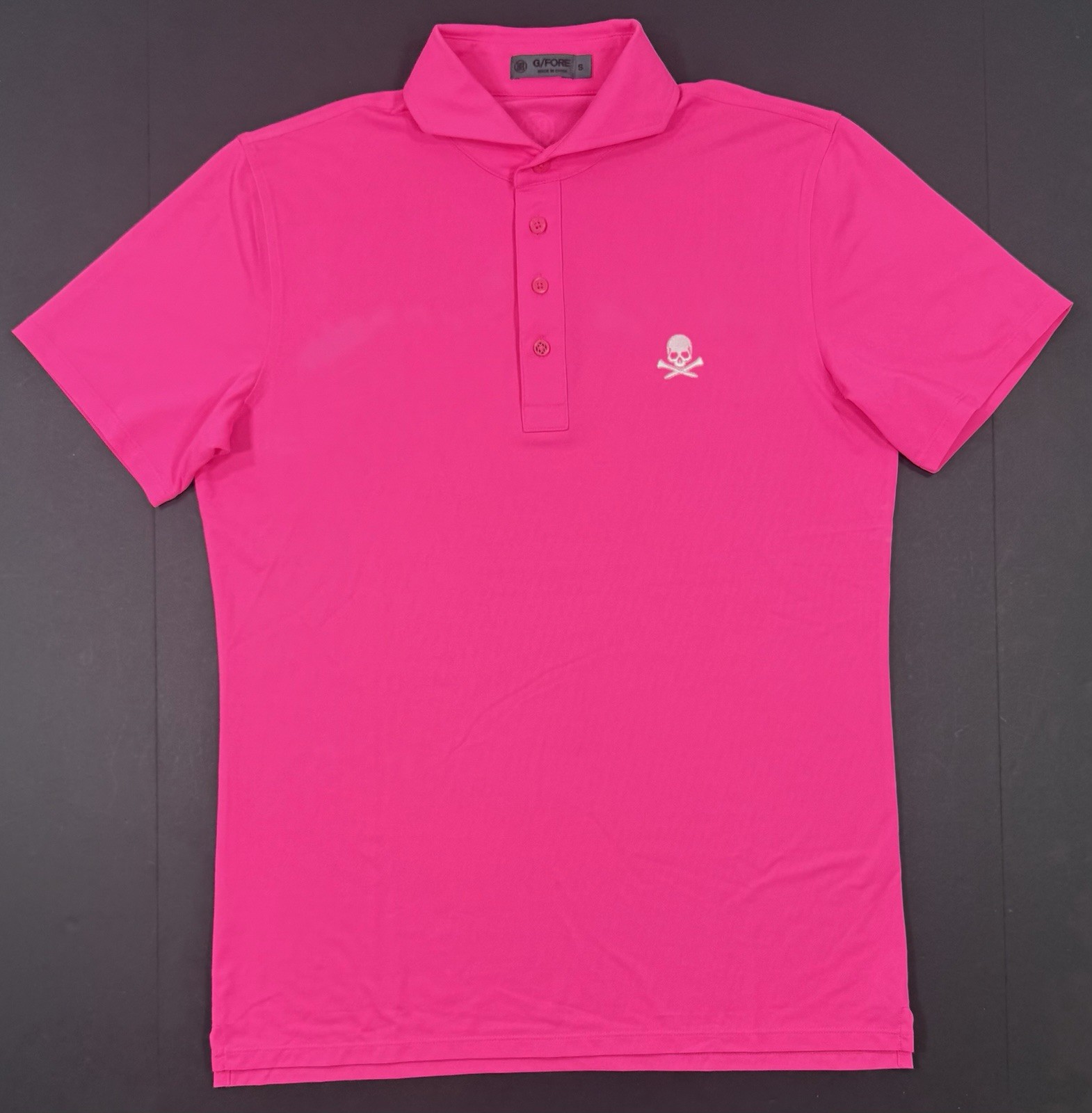 G/FORE Mens Essential 3.0 Tech Pique Polo Size Small Pink Golf Shirt Skull gallery