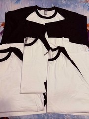 Gildan White Tee Bundle of 4 with Black Raglan Collar