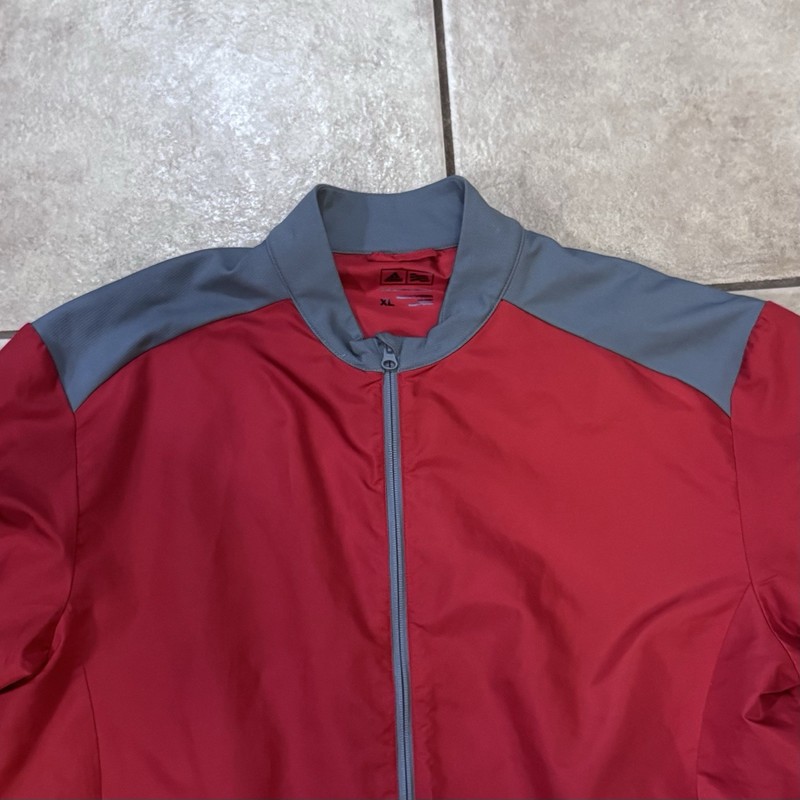 Adidas Wind Shirt Mens XL Red & Gray Full Zip Jacket Long Sleeve gallery