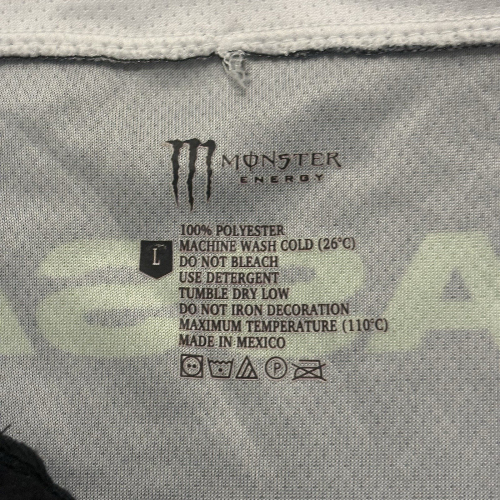 Monster Energy Jersey Men's L Racing Jersey Long Sleeve V-Neck Mesh Black Green gallery