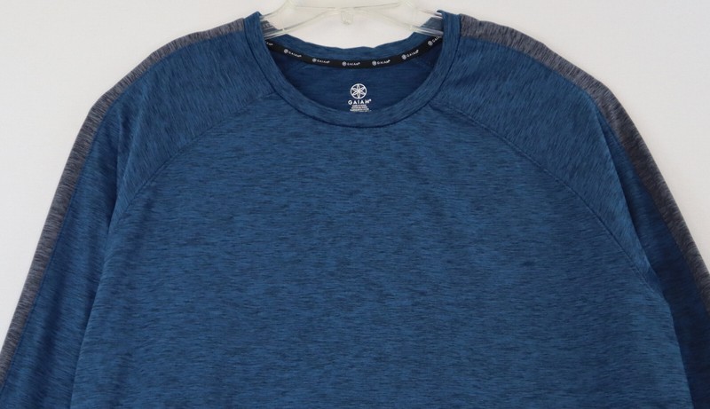 Gaiam Athletic Gym Yoga Long Sleeve T-Shirt 2-Tone Heather Cobalt Blue w/Gray gallery