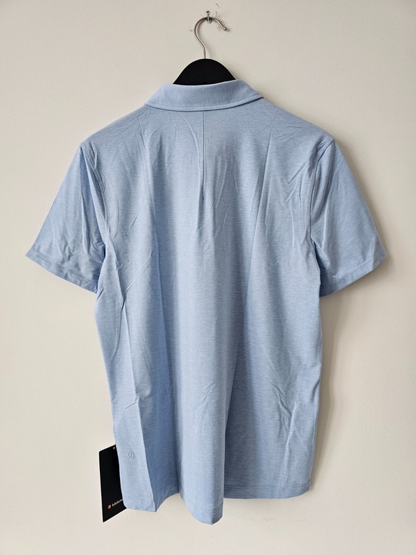 NWT LULULEMON Evolution SS Polo Top Shirt Men's XL HOBU Heathered Blue gallery