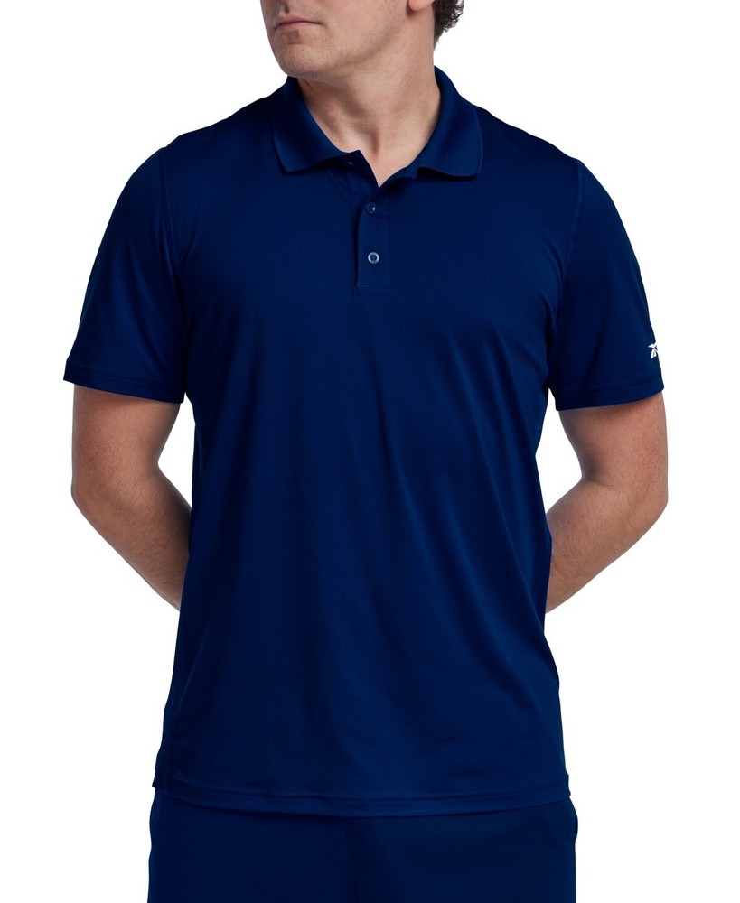 Reebok Short Sleeve Performance Training Polo Shirt Men's M Vector Navy Pullover