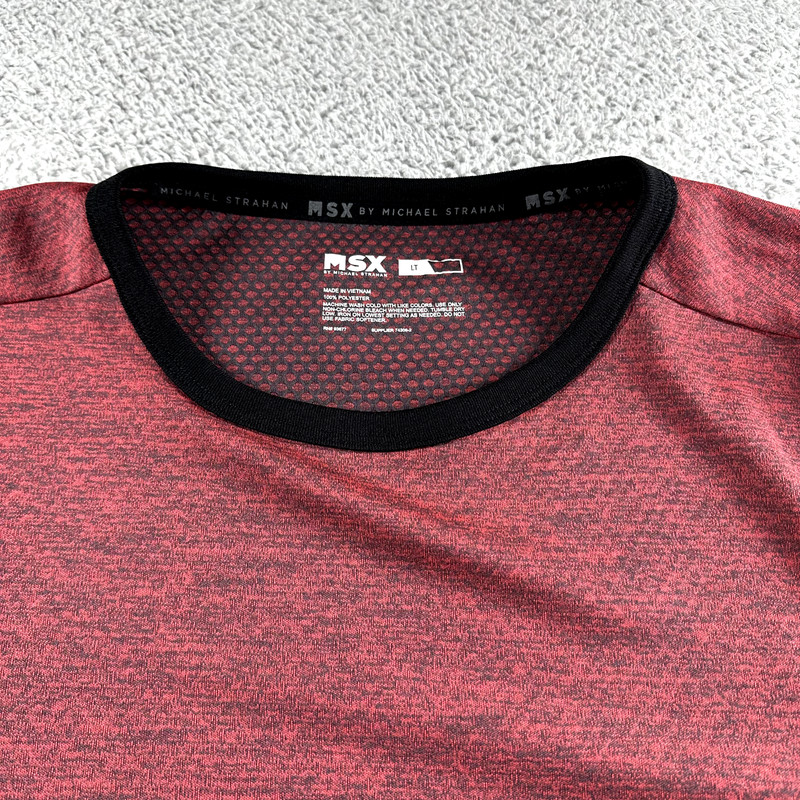 MSX Michael Strahan Shirt Mens Large Tall Red Athletic Long Sleeve Polyester gallery