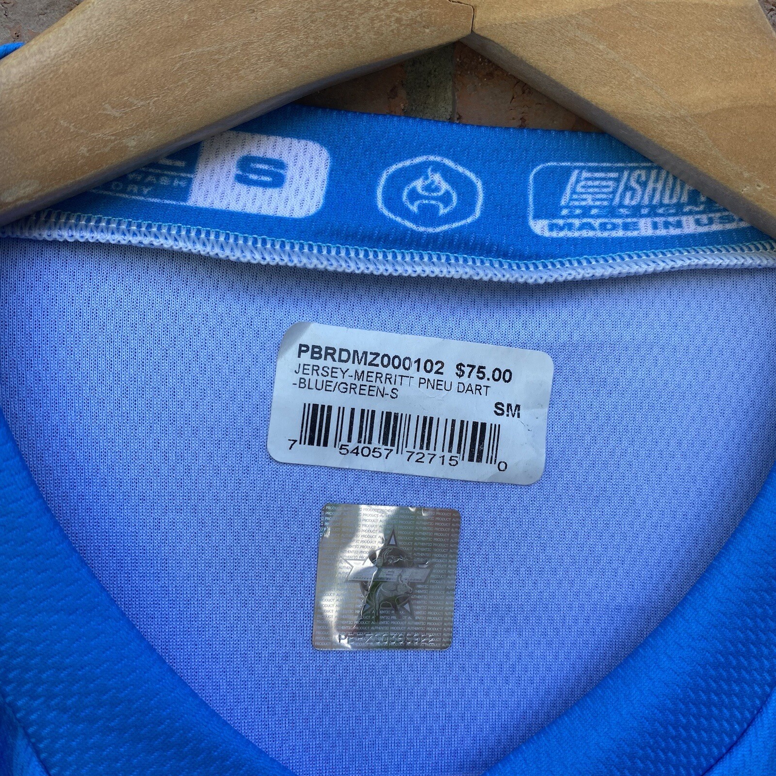PBR Professional Bull Riders PNEU DART Merritt Sponsor Jersey Blue Size Small gallery
