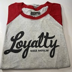Rogue American Apparel Men’s 3/4 Sleeve T-Shirt Gray With Red Size XXL