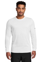 Nike White W/BLACK SWOOSH Dri-FIT L/S MEDIUM Tee NKBQ5230 Cotton Poly NEW