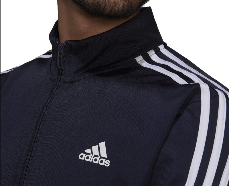 NWT MEN'S ADIDAS H46100 M 3- STRIPE FULL ZIP TRACK NAVY/WHITE TOP JACKET gallery