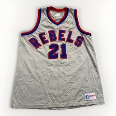 Vintage Betlin Basketball Jersey Mens L Gray Nylon Rebels 80s 90s
