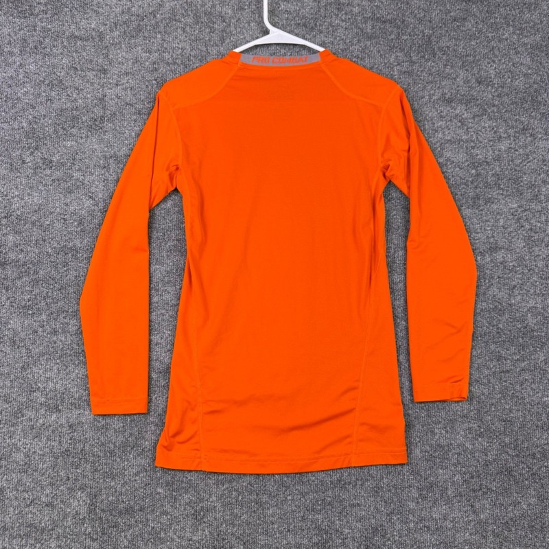 Nike Pro Combat Dri-FIT Compression Shirt Mens Medium Orange Long Sleeve Workout gallery