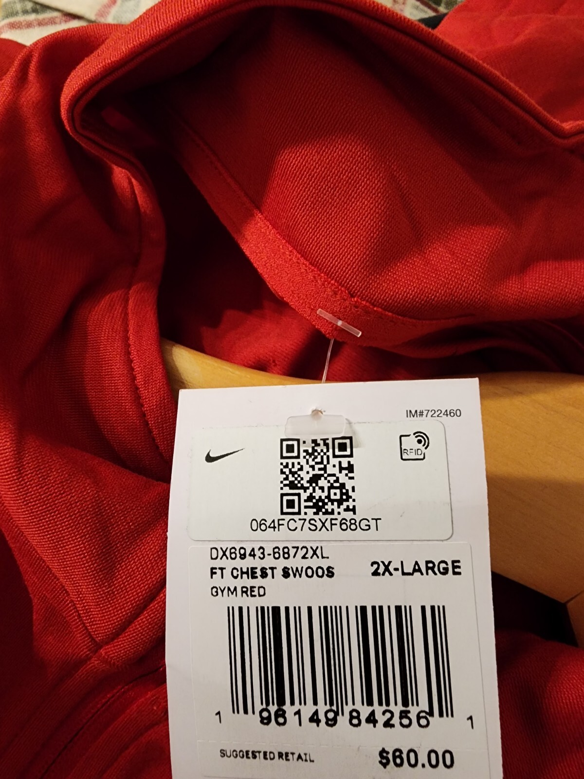 Nike Dri-Fit Long Sleeve 1/4 Zip Size 2XLarge Pullover Red Shirt 926270 687 Nwt gallery