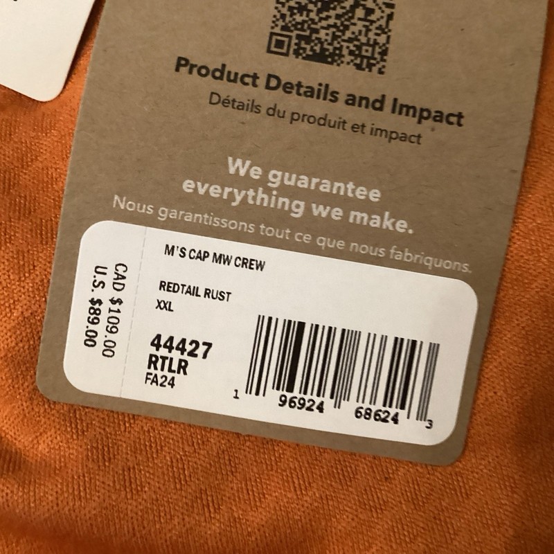 NEW Mens $89 PATAGONIA Capilene Midweight Crew Shirt/Baselayer Redtail Rust XXL gallery