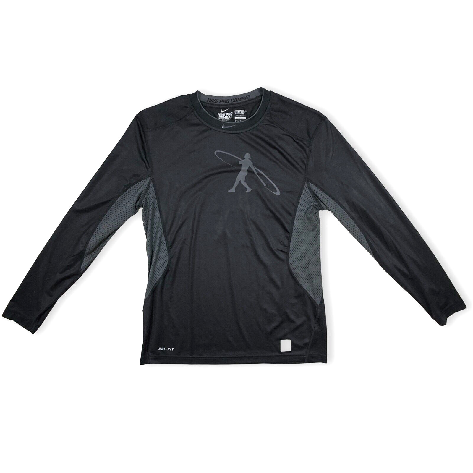 Nike Pro Combat Men's Sweatshirt Fitted Long Sleeve Black Size Medium gallery