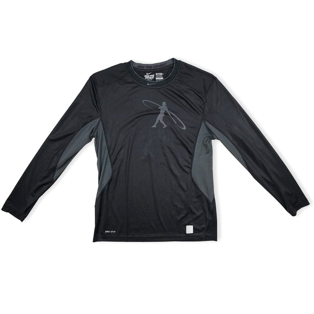 Nike Pro Combat Men's Sweatshirt Fitted Long Sleeve Black Size Medium