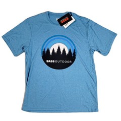 Bass Outdoor Performance Graphic T-Shirt Mens 2XL UPF-50 Sky Blue Heather NEW