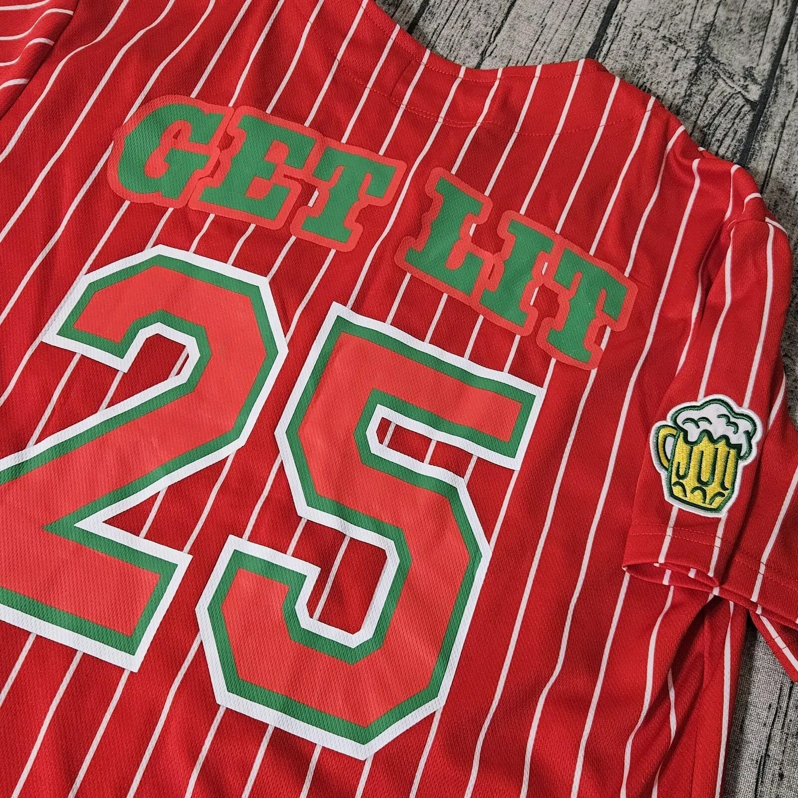 Spencers Baseball Jersey Medium Holiday Drinking Team Christmas Mens Xmas Crawl gallery