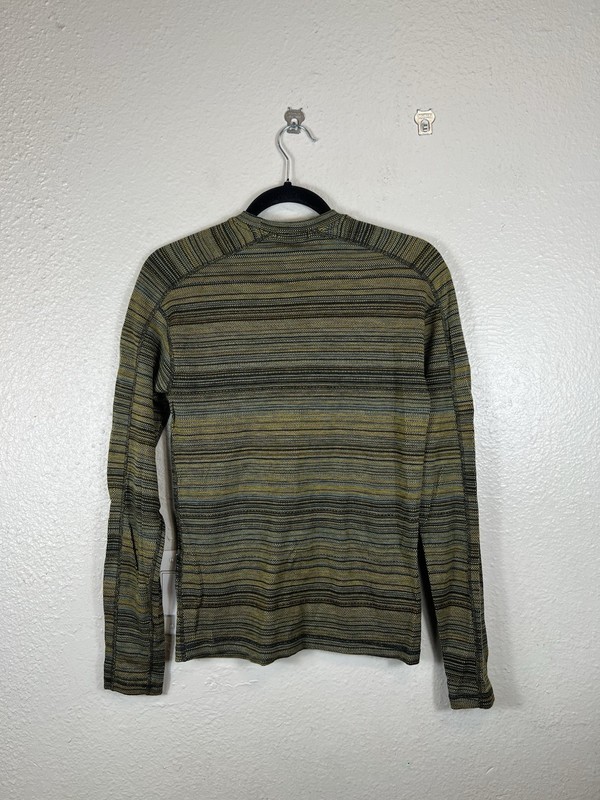 SmartWool Merino Wool Base Layer Unisex XXS Long Sleeve Crewneck Green Striped gallery