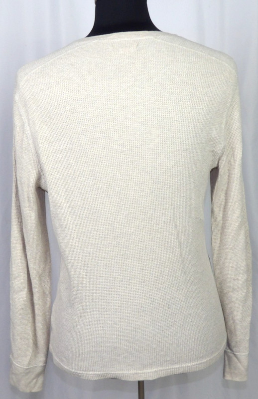 Wallace & Barnes Long Sleeved Beige Waffle Henley Thermal Shirt Men's Medium gallery