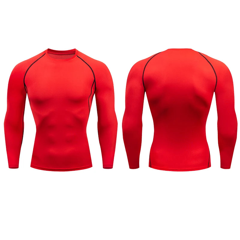 Men Compression Running T-shirt Fitness Tight Long Sleeve Sport Shirts Training gallery