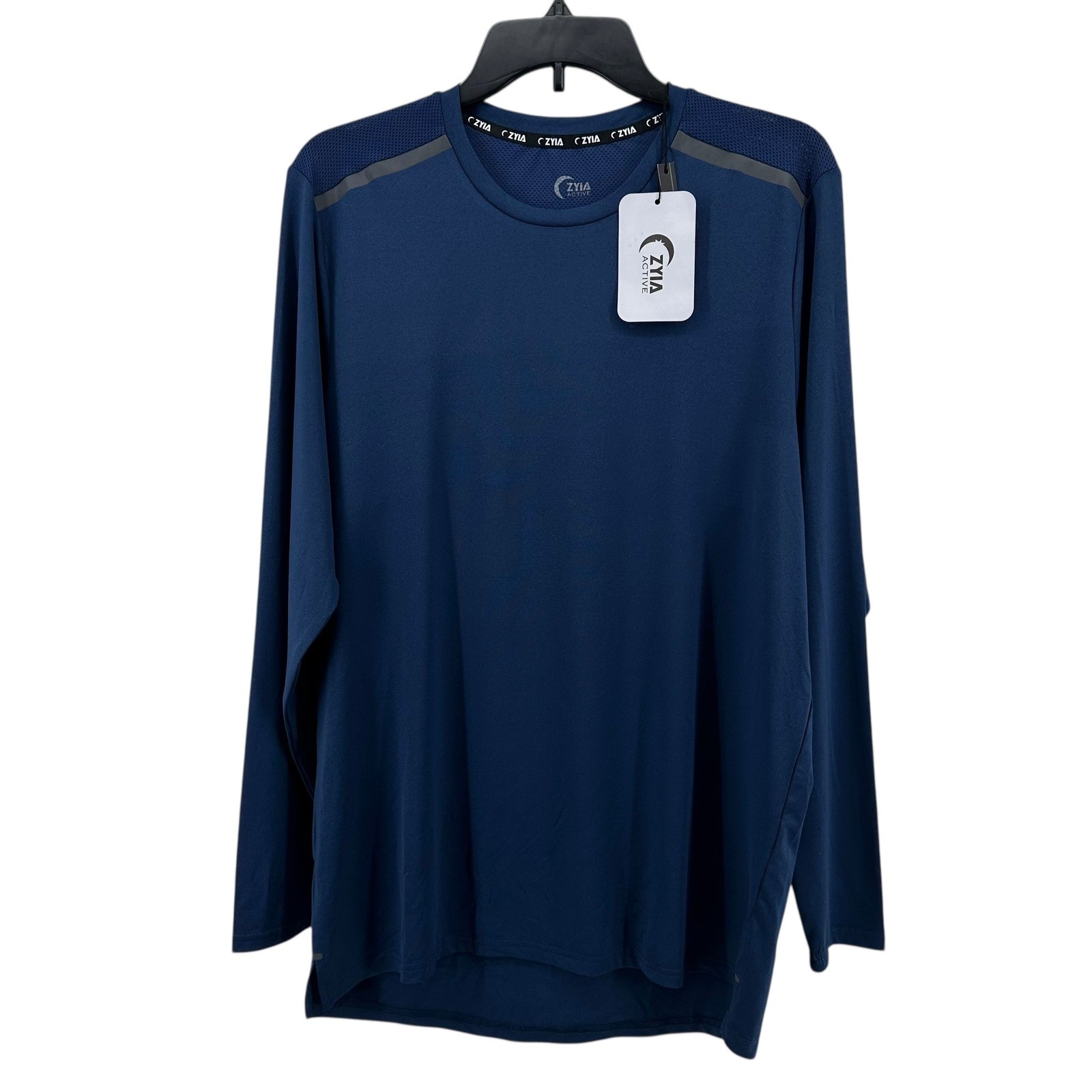 ZYIA Active Mens Size M Navy Mesh Back Detail Long Sleeve Athletic Shirt NWT gallery