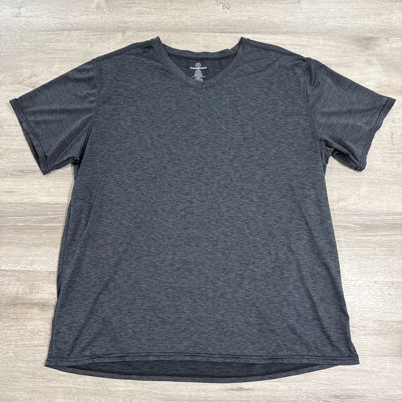 Real Essentials Shirt Men's Gray V Neck Performance Short Sleeve 2XL Polyester gallery