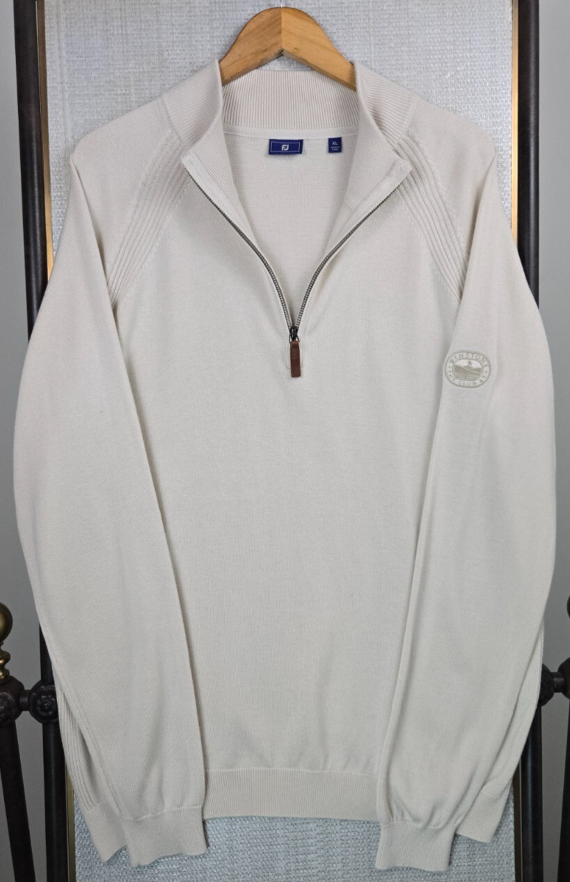 FOOTJOY x WYNSTONE Mens 1/2 Zip Wool Blend Sweater Size XL Pullover Ivory Golf gallery