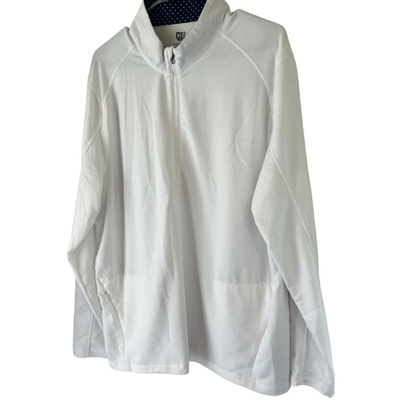Graham Luxe 1/4 zip pullover long sleeve golf large white activewear men gallery